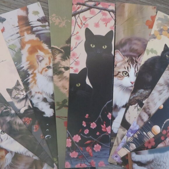SET 30 Cat Bookmarks Cardboard Different Designs (F94) - Picture 1 of 6